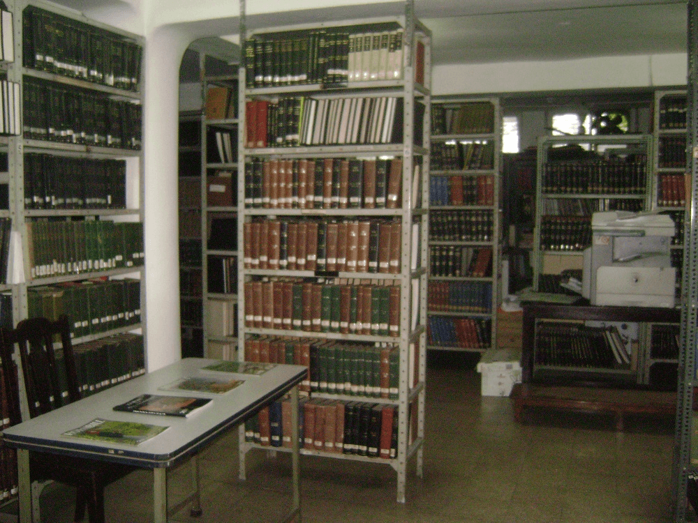 Interior of the BNHS library with bookshelves and reading tables
